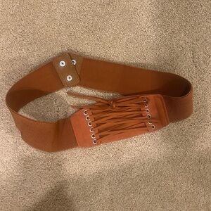 Brown lace up corset belt